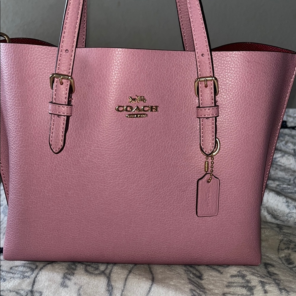 Coach Pink Leather Tote with Gold Hardware